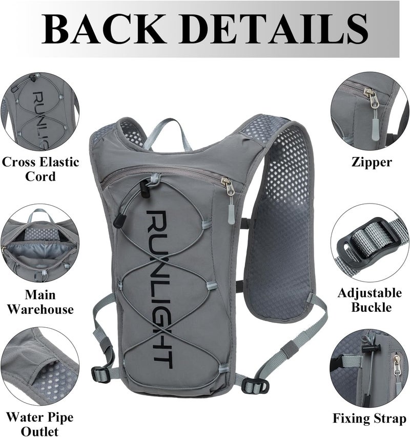 Runlight Running Vest for Women Men Lightweight Hydration Backpack Pack with 1.5L Water Bladder Bag Hydro Daypack for Hiking,Trail,Skiing,Camping,Cycling,Race,Marathon - Image 3
